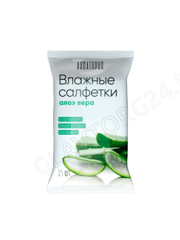 Салфетки влажные Акватория 15л алоэ вера/120