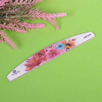 Пилка д/ногтей наждач пакет Professional - Flowers абр.100/100, полумесяц, цв в асс 17,8*2,8*0.04см