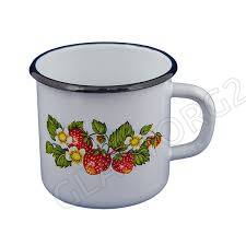 Кружка эмалир. 1,0л декор белая С0107