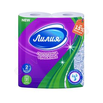 Полотенца бумажные Лилия 2сл 2 рул белый цвет/12 