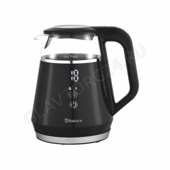 Чайник электрический SAKURA SA-2748DBK 1л 1,1кВт стекло, пластик черный