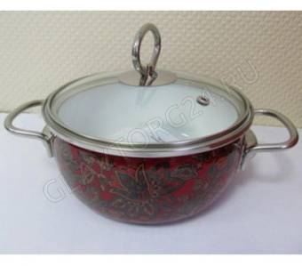 Кастрюля эмалир. сферич. 2,0л вишн. Fresa 8SC165S  СПЕЦ ЦЕНА!
