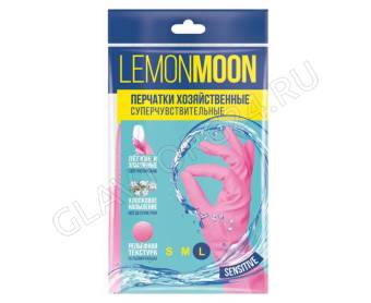 Перчатки латексные с хлопковым напылением СУПЕРЧУВСТВИТЕЛЬНЫЕ (L) LEMON MOON LG200L (100)