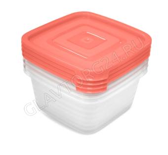 Контейнер для продуктов СВЧ "Унико" квадратный 0,45 набор 4шт.С216