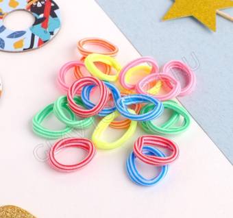 Резинка для волос "Махрушка спорт" (набор 100 шт) 2,5 см, полоски разноцветные 4559524