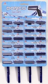 Dorco TD-708 Станок мужской одноразовый 24шт на карте 2 лезвия фиксир головка 