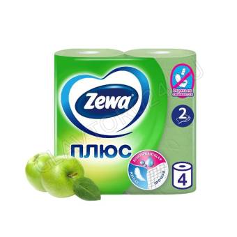 Туалетная бумага Zewa Plus 2-сл.4 рул. 23м/16шт зеленое яблоко