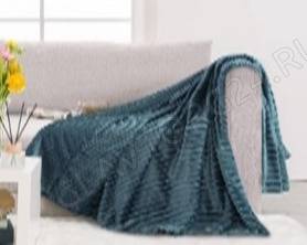 Плед 150*200см велсофт ТМ "Vse DOMA", полоса 1см, цвет синий, ролик