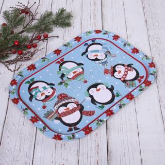 Поднос 40*28см жестяной "Веселые пингвины"/48 арт. 889-0017