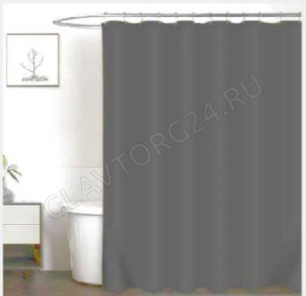 Штора для ванн "HOZBAT"  PEVA 3Д, светло-серый с кольцами 180*180 см, РЕ-005