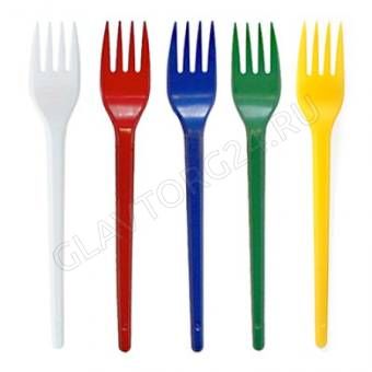 Однораз/пластиков. Вилка Цветная 16,5см ПС/100
