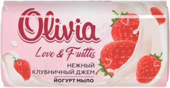 ALVIERO Мыло туалетное твердое 140гр "Olivia Love Nature & Fruttis" Нежный клубничный джем/48