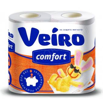 Туал.бумага Linia VEIRO Comfort 2слойн. 4рулона оранжевая/12