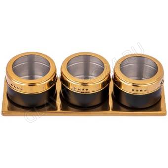 НАБОР ДЛЯ СПЕЦИЙ AGNESS 4 ПР."ЧЕРНОЕ ЗОЛОТО" НА МАГНИТАХ+МЕТАЛ.ПОДСТАВКА 20*6*5 СМ/24 арт. 912-033