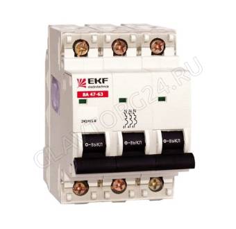 Автоматический выключатель 3п 4,5кА ЭКФ ВА 47-63-50А "С"
