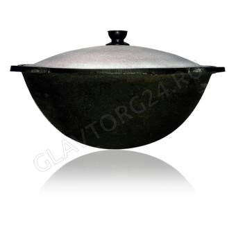 Казан 8,0л чугунный LaDina литой круглое дно алюминиевая крышка в комплекте 73133-1/2