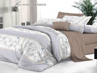КПБ 2сп Макси De Luxe Сатин КОЛОКОЛЬЧИКИ Под175*215+Пр220*240+2Нав(70*70)