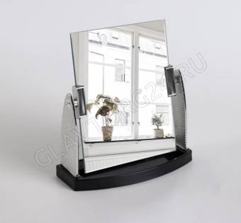 Зеркало наст пласт подст прям-к (1) МЕТАЛИКА 11,5*14,5/13*16см б/увел серебр кор 247390