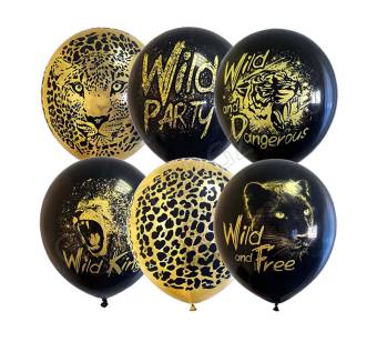 Шар латексный 12" Wild Party , BLACK&GOLD МИКС, набор 25 шт. 5501442