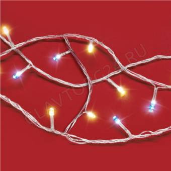 СНОУ БУМ Гирлянда эл. вьюн 9м, 100LED, голубой+шампань, пост. свечение, ПВХ прозрачный, 220В