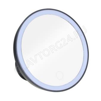 ЮНИLOOK Зеркало с LED-подсветкой, 4xAAA, USB-провод, пластик, стекло, d15см