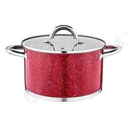 КАСТРЮЛЯ 4,6Л AGNESS СО СТЕКЛ. КР. НЕРЖ.СТАЛЬ RED MARBLE 22*12,5СМ/6 арт. 937-323