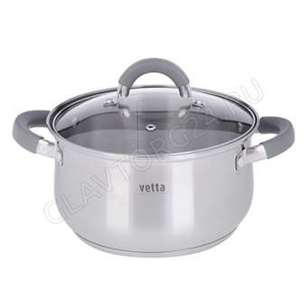 Кастрюля Вена 20х11,5см. 3,6л. со стекл. крышкой, индукция VETTA