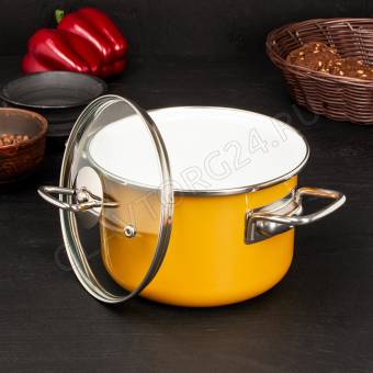Кастрюля эмалир. цилиндр. 2,0л Mustard цв. горчица 9SD165S