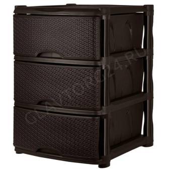 Комод Keeplex Rattan трехсекционный 48х41х72,3см темный каштан