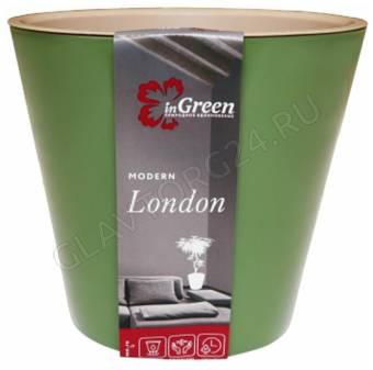 Горшок для цветов London 330 мм, 16л на колесиках оливковый
