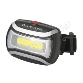 Фонарик Ultraflash LED5380 (фонарь налобн.черн. 3 Ватт COB LED, 3 реж, 3 x R03, пласт, пакет)