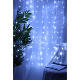 СНОУ БУМ Эл.гирлянда занавес, 1,5х1,5м, 150 LED, белый, 10 нитей, пост.свеч.,ПВХ, прозр., 220В