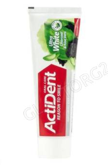ACTIDENT Зубная паста отбеливающая "Уголь и Алоэ вера" Ultra White, без триклозана, 100 гр