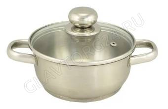 Кастрюля 1,75л с ТРС (160мм) матовая, стекл. крышка, объемные ручки 1с855