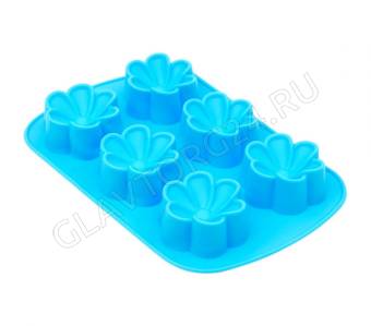 Форма для выпечки силиконовая 6 кексов цветочки №2 25*16,5*3см арт. KT-S-325