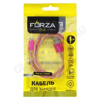 Кабель USB штекер-Lightning штекер FORZA Конфетти 1м прорезиненный 1,5А микс