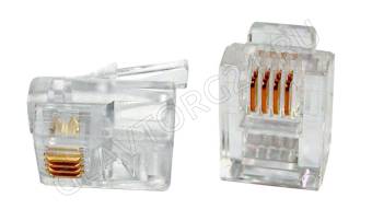 Коннектор телефонный RJ-11 6P4C (100шт)