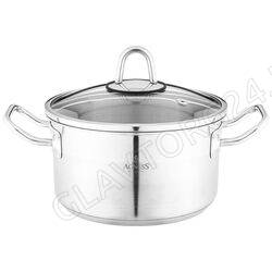 КАСТРЮЛЯ 2,3Л AGNESS 18*10СМ НЕРЖ. СТАЛЬ 18/10 СО СТЕКЛ.КРЫШКОЙ/4 арт. 916-451