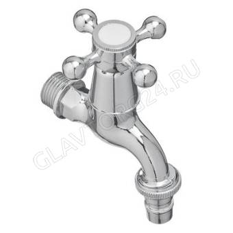 Кран водоразборный кор. излив 9601-В130, крест, со штуцером, 1/2"