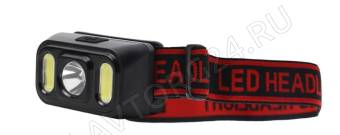 Фонарик Camelion LED53417 (налоб, акк 3,7В, черный, XPE+2 x COB, 3 Вт, 5 реж, Type-C, бокс)