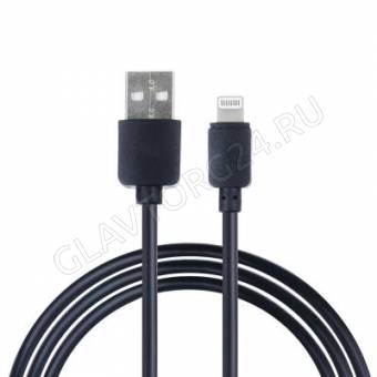 Кабель USB штекер-Lightning штекер ПРОМО 0,8м прорезиненный 1А черный