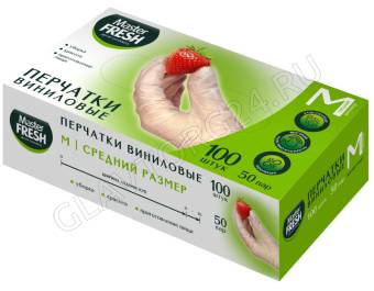 Набор перчаток виниловые Мастер Фреш нонстоп р-р(M) (50пар/100шт) прозрачный 10шт
