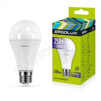 Лампа светод. Ergolux LED-A65-25W-E27-6K (ЛОН 25Вт E27 6500K 180-240В)