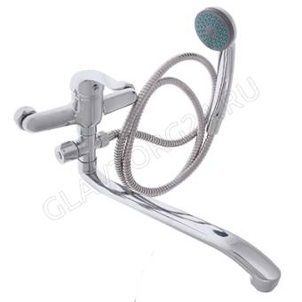 Смеситель СоюзКран для ванны с дл. изливом SK1012.1, керам. дивертор, с душ набором, 35мм, цинк