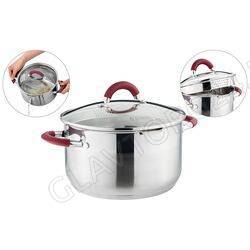 КАСТРЮЛЯ 5,0Л AGNESS "PROFI HOME" СО СТЕКЛ. КР. 24*13,5СМ ЦВЕТ РУЧЕК:БОРДО/6 арт. 914-208