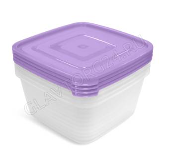 Контейнер для продуктов СВЧ "Унико" квадратный 1,4л набор 4шт.С218