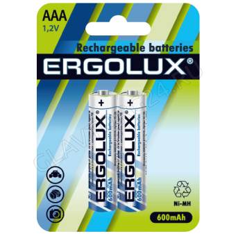 Ergolux AAA-600mAh Ni-Mh BL-2 (NHAAA600BL2, аккумулятор,1.2В)
