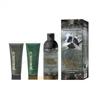 ПН Compliment №1921 men Never give up (Шампунь&Гель д/душа 250мл + Гель д/бритья 80мл + Лосьон