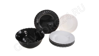 Столовый набор 19 предметов ТРИАНОН МОДЕН черно-белый арт.G8733