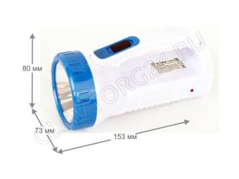 Фонарик Ultraflash LED3861 (аккум. 220В бел.,1Вт LED +12SMD LED, 2 реж, SLA, пласт., коробка)
